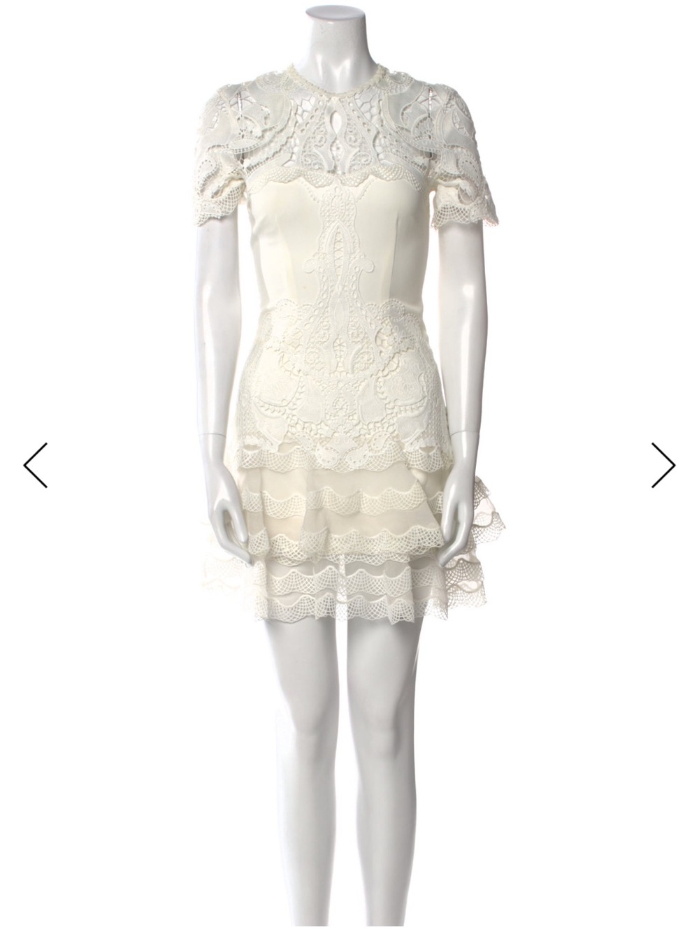 Ivory Lace Mini Dress - Elegant Short Sleeve Cocktail Dress